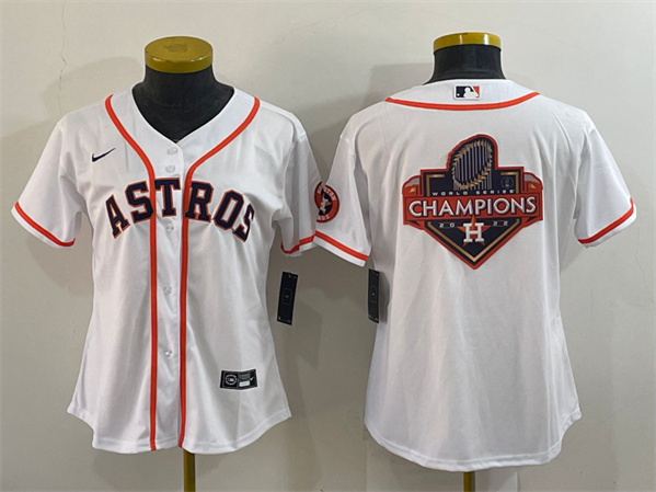 Women's Houston Astros White 2022 World Series Champions Team Big Logo Cool Base Stitched Baseball Jersey(Run Small)